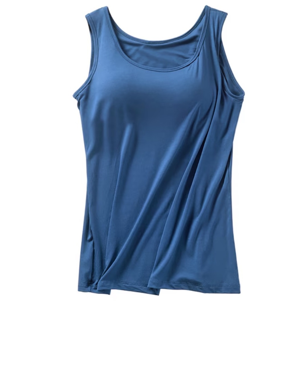 Women's Scoop Neck Tank Top - Blue with built in bra